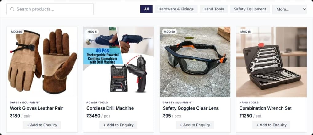 A live Instant Catalog product catalog